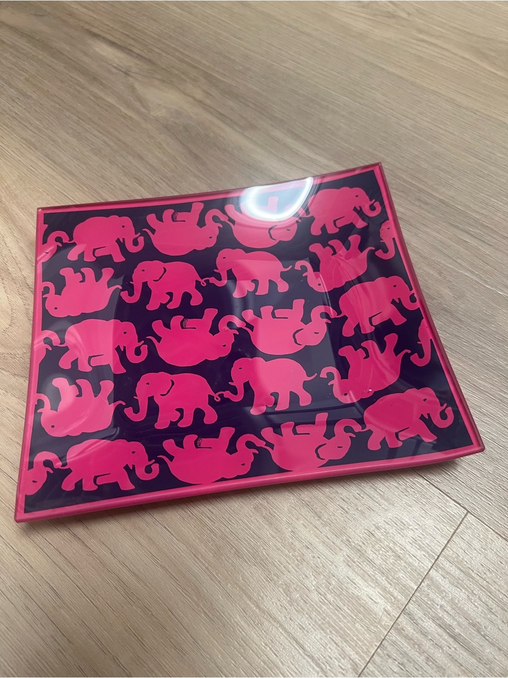 Lilly Pulitzer Pink Elephant Square glass Tray